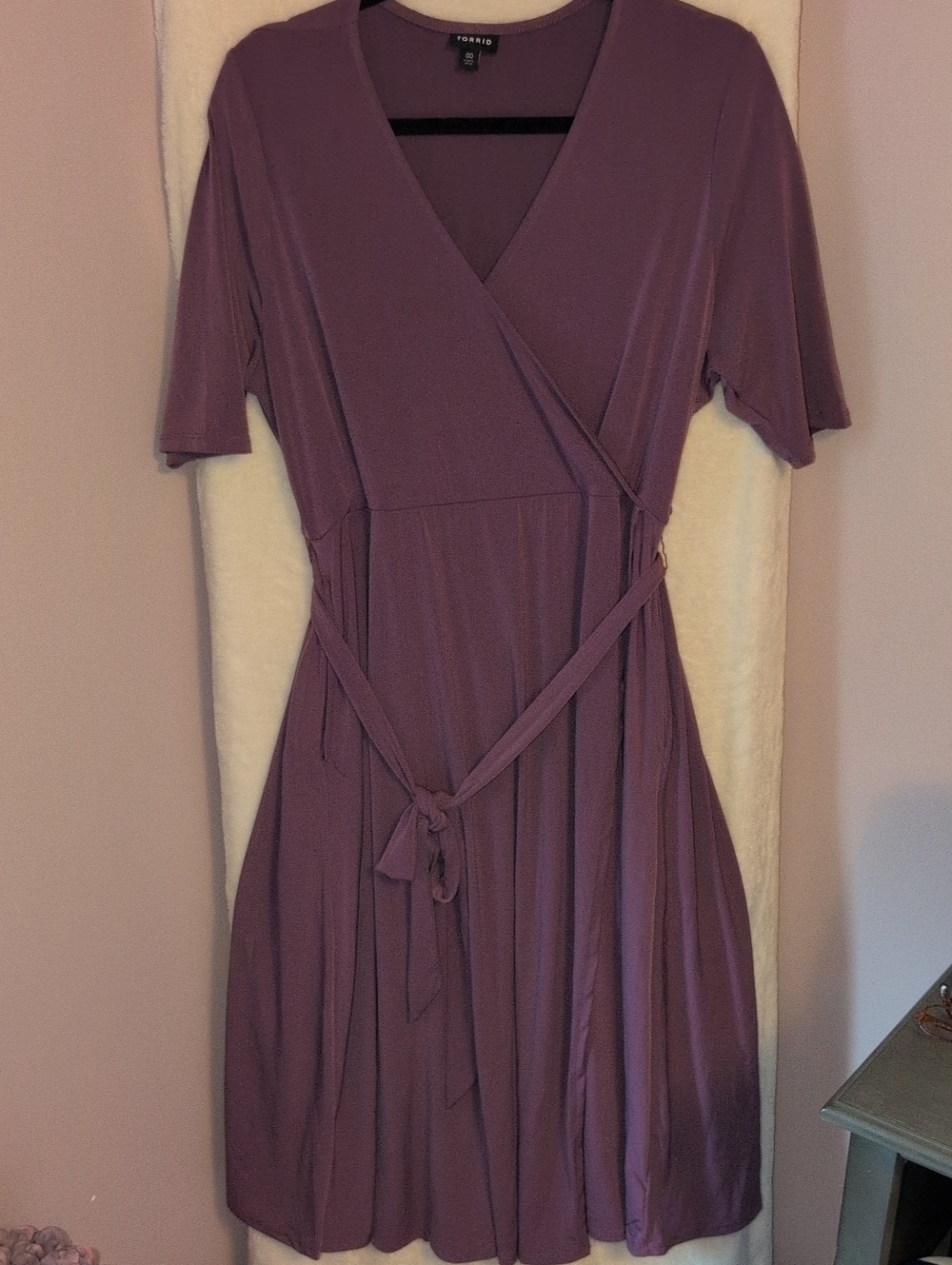 torrid Dusty Purple Wrap dress with Tie Waist And Surplice Neckline